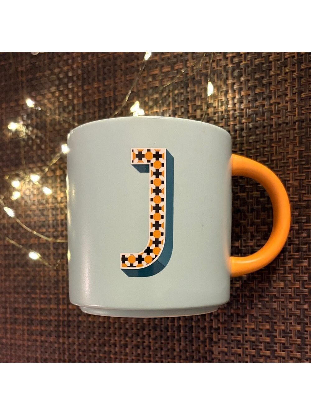Monogram J Mug with Orange Handle